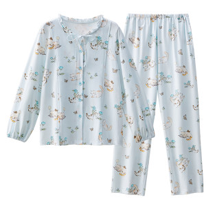 
October crystal pure cotton confinement clothes for pregnant women, postpartum breastfeeding pajamas, sweet dream story home clothes set, summer thin section for women