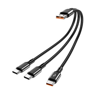 
Kebixing Power Bank Three-in-One Short Data Cable 100W Super Fast Charging Typec One-Tool Three Charging Cable 6A Applicable to Huawei Honor Android Tpyec Mobile Short-Term USB Car Multi-Port