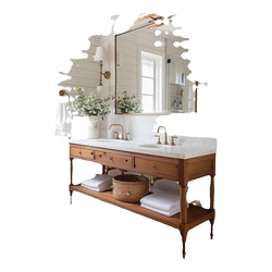 Double basin bathroom cabinet French retro washbasin bathroom cabinet American floor-standing Foshan washbasin cabinet combination