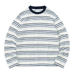 
714street lightweight striped long-sleeved top 2026 spring new fashion brand casual round neck blended T-shirt for men and women