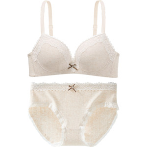 
Six Rabbits French Lace Underwear Women's Small Breast Push Up Bra Set Without Wires Anti-Sagging Bra Set
