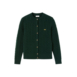 [Twister] GANT/GANT spring and autumn new women's pure cotton round neck sweater cable knitted cardigan jacket