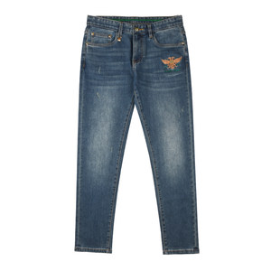 Reddy Boer Men's Jeans 2024 Autumn New Mid-waisted Slim-fitting Small Foot Washed Pants Men
