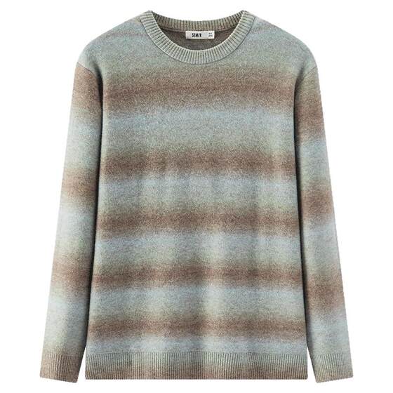 
Shopping mall same style Semir sweater men's spring gradient striped sweater couple 2026 new small loose round neck sweater