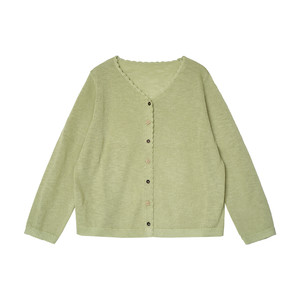 Candy color hand-crocheted V-neck textured light knitted sun protection cardigan versatile Annie Forest