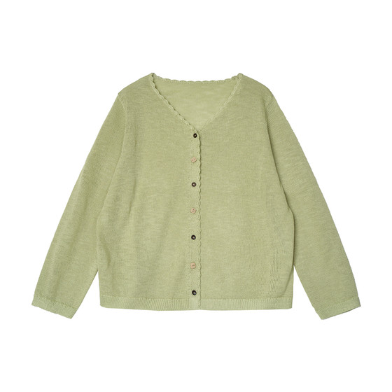 Candy color hand-crocheted V-neck textured light knitted sun protection cardigan versatile Annie Forest