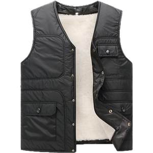 Wool vest men's fur integration, middle -aged and elderly shoulder real sheepskin warm, thick cotton vest, autumn and winter dad pretend to be