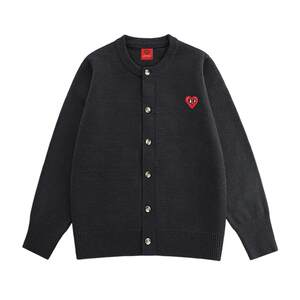 
Charles Peach Heart Solid Color Cleanfit Cardigan Sweater Men's Round Neck Autumn and Winter New Couple Knitted Sweater Jacket