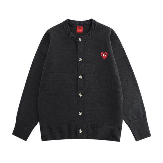 
Charles Peach Heart Solid Color Cleanfit Cardigan Sweater Men's Round Neck Autumn and Winter New Couple Knitted Sweater Jacket