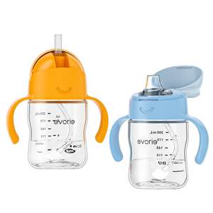 
Evorie Aidelli Learn to Drink Cup Baby Drinking Water Cup for Baby Over 6 Months Old Baby Duck Bite Cup Anti-Checking Stipe Cup