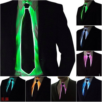 速发Men Glowing Tie EL Wire Neon LED Luminous Party Haloween