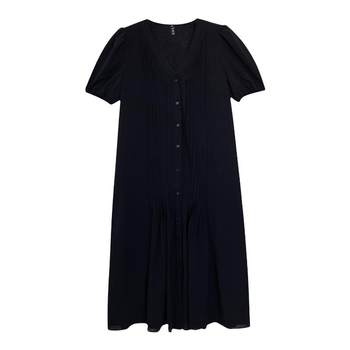 Plus size women's dress fat mm loose shirt dress