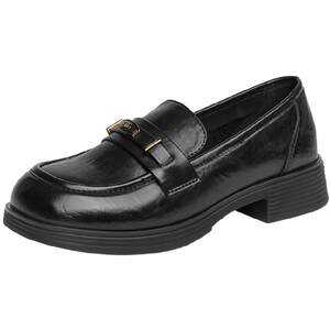 
Gomeqi thick-soled loafers for women 2026 new thick-heeled early spring beautiful single shoes black small leather shoes for women with skirts