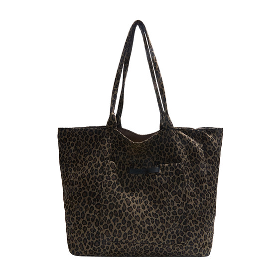 
Leopard Print Bag Women's 2025 New Autumn and Winter Cloth Bag Shoulder Bag Lightweight Commuting Tote Bag Large Capacity Hand Bag