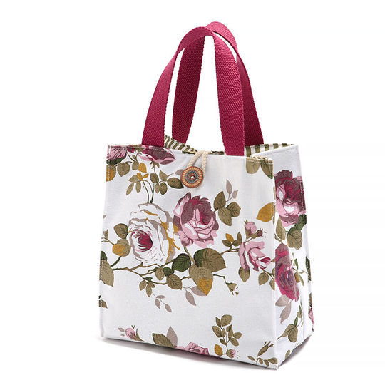 Japanese Style Canvas Handbag Bento Lunch Bag for Work Mom - Main Image