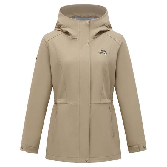 
Pelch and Outdoor Soft Shell Cover Women's New Windproof Sports Jacket Slim Jacket Top Waist-Close-up Casual Trench Coat