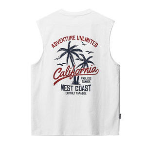 American pure cotton vest men's sleeveless T-shirt loose large size vest ins trendy brand summer boys sports fitness sweatshirt
