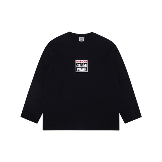
VISION official classic BOXLOGO American street 3 color round neck long sleeve T-shirt for men and women