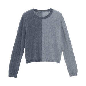 
IAmMIX27 sheep wool pullover women's winter thickened contrast color textured jacquard casual off-shoulder round neck sweater