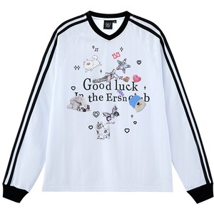 
[Zhang Hanrui] ER Cute Pet Paradise V-neck long-sleeved T-shirt Jersey trend brand American outdoor sports couple uniform