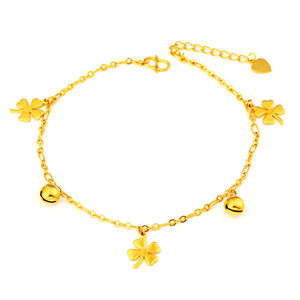 2025 new Vietnam Shajin Transport Bead Anklet for Women Korean Style Personality 24K Gold Yellow Jewelry 999 Long-term Color