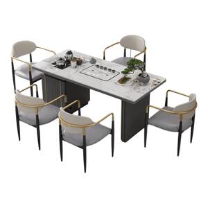 
Blue Ideal Government Subsidy Light Luxury Simple Slate Tea Table and Chair Combination Balcony Kettle Integrated Office Coffee Table