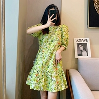 Летняя расширенная ретро юбка, платье, коллекция 2023, французский стиль, в цветочек