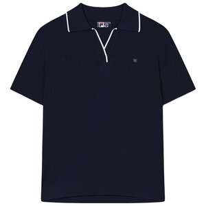 
FILA official women's knitted sweater 2025 autumn new fashion casual POLO collar short-sleeved base top