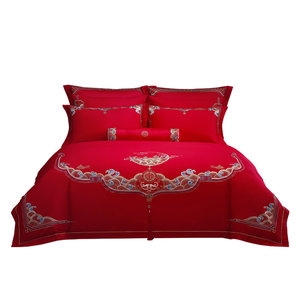 
Southern bedding red wedding four-piece wedding embroidery set wedding room bed six-piece wedding bedding
