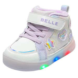 
Belle Children's Shoes 2025 Winter New Girls' Baby Stable Shoes Plus Velvet Warm Mid-top Casual Shoes Children's Sports Shoes