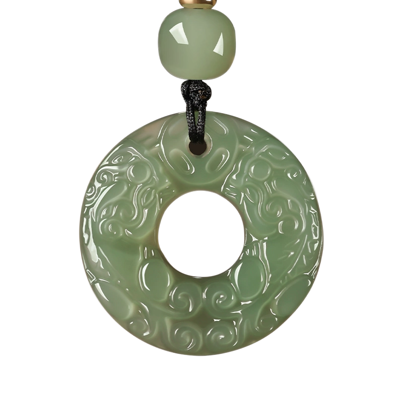 天然和田玉双面貔貅平安扣吊坠男女青玉皮丘貔貅玉石挂件