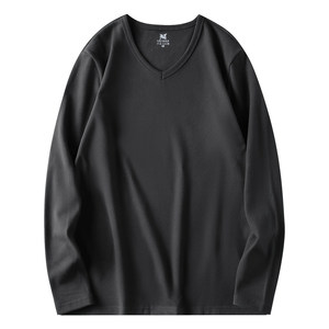 
Autumn and winter men's V-neck German velvet warm base layer thick long-sleeved inner autumn coat large size fat man inner layer T-shirt top