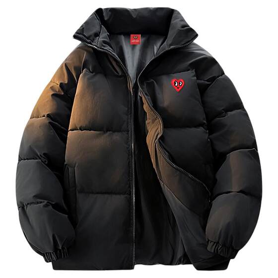 
Charles Peach Heart Cotton Clothes Men's Stand Collar Thick Cold Proof Cold Autumn and Winter Cotton Jacket American Fashion Brand Couple Bread Cotton Clothes