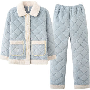 Princess Mark coral velvet couple pajamas Winter women can wear three layers of ultra -thick cotton jacket home service men's suits