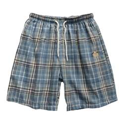 2025 New Summer American High Street Blue Plaid Shorts Men's Home Pants Casual Loose Thin Beach Pants