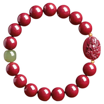The Year of the Snake Native Buddha Genuine Cinnabar Natural Bracelet Men and Women Zodiac Guarding the Year of the Native Year of the Continuing Beads Protective Bracelet