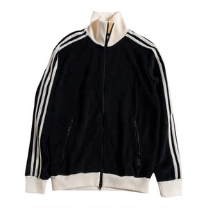 
Spring new three-leaf sports men's and women's knitted outer jacket three-stripe outdoor casual waffle stand-up collar jacket