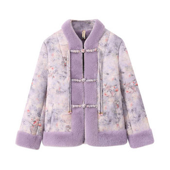 Mom's winter velvet warm fur coat