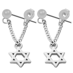 
S925 sterling silver rear-mounted hexagram earrings earrings Korean cold style earrings versatile style simple and personalized