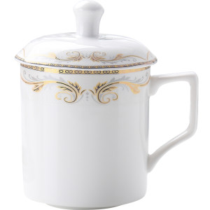 Hotel and hotel Ceramic Tea Cup White Conference Cup Golden Bringing Office Office Drinking Water Cup Custom LOGO