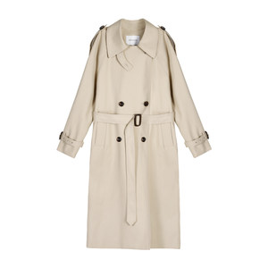 
MULVAN Khaki mid-length windbreaker jacket for women Korean style loose slim high-end British coat