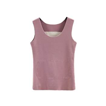 Waist protection and belly protection double-sided German velvet heating vest seamless vest for women in autumn and winter plus velvet sling to keep slim and warm