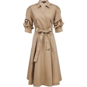 
Vero Moda dress 2026 summer new style belt V-shaped lapel puff sleeves A-line long skirt 32627C003