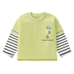
Right European children's spring and autumn long-sleeved T-shirt boys' antibacterial and skin-friendly fake two-piece inner top baby spring bottoming shirt