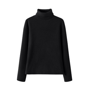 
KV Zhenweis black sweater for women in autumn and winter 2025 new lazy inner sweater fashionable turtleneck knitted base shirt
