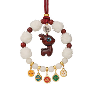 
All the way Ping An Lu car pendant creative sandalwood interior rearview mirror pendant high-end atmospheric men's car hanging decoration