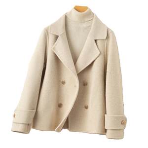 Autumn and winter new double-sided cashmere coat, women's short style, small fragrance, Korean style, short stature, thick woolen coat
