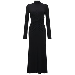 
DVF Half-high neck A-line skirt black long sleeve mid-length dress DL3R021