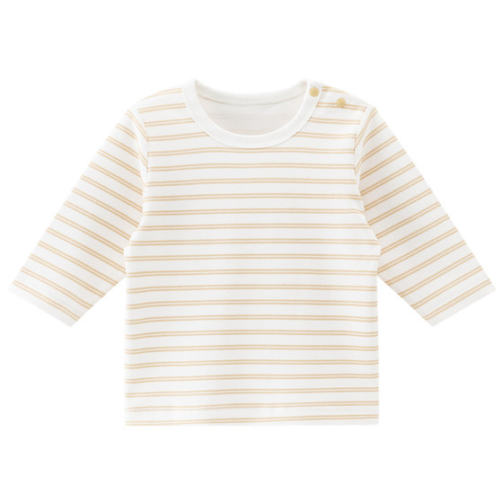 
Wooden cotton men and women baby pure cotton long-sleeved T-shirt tops spring and autumn infant home clothes bottoming shirts spring clothes