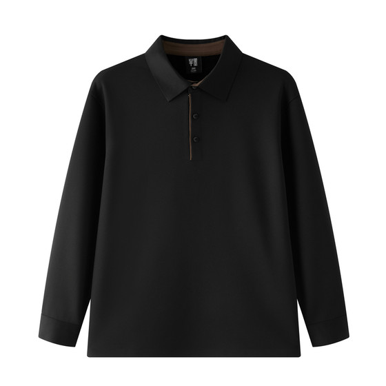 
Half-ink large size men's long-sleeved POLO shirt men's 2026 spring new loose fat fat guy contrasting color lapel T-shirt